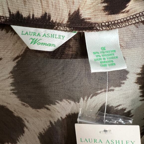 Laura Ashely Size 1X Sheer Animal Print Jacket Retro Style Summer Safari - Picture 8 of 11